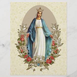Religious Blessed Virgin Mary Catholic Red Roses Flyer
