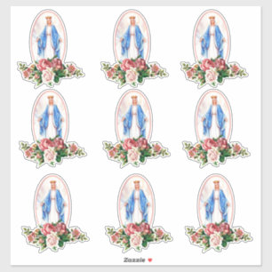 Religious Blessed Virgin Mary Floral Roses Vinyl