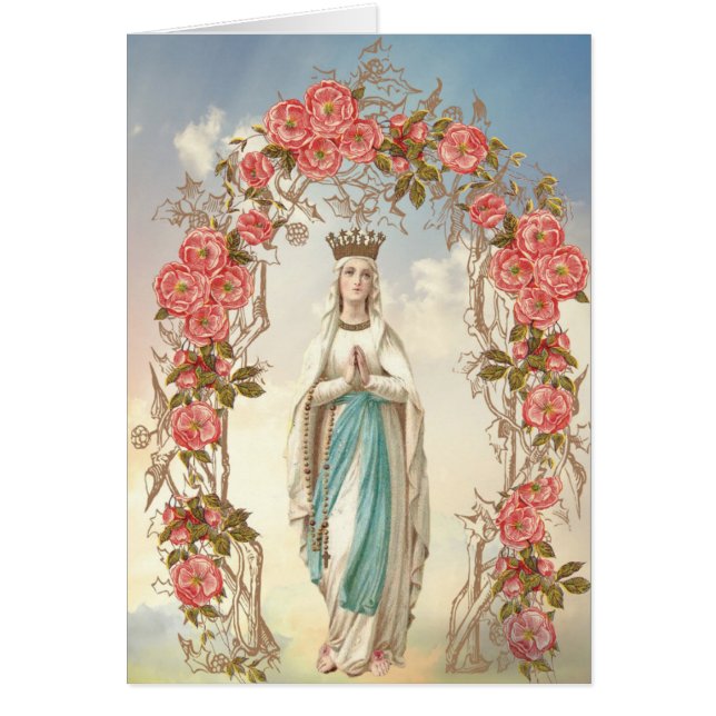 Religious Blessed Virgin Mary Floral Vintage (Front)
