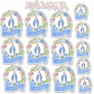 Religious Blessed Virgin Mary Floral Wreath Vinyl