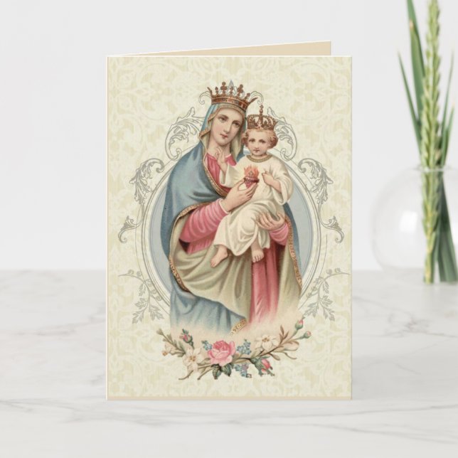 Religious Blessed Virgin Mary Jesus Prayer Card (Front)