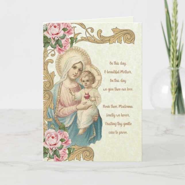 Religious Blessed Virgin Mary Jesus Vintage Card (Front)