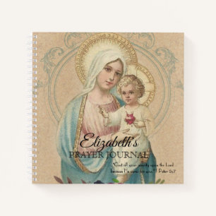 Religious Blessed Virgin Mary Jesus Vintage Notebook