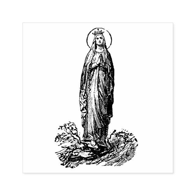 Religious Blessed Virgin Mary Lourdes Rubber Stamp (Imprint)