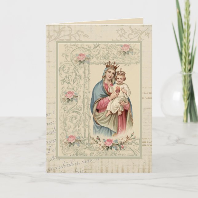 Religious Blessed Virgin Mary Vintage Card (Front)