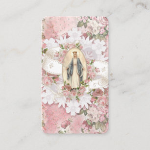 Religious Blessed Virgin Mary Vintage Roses Prayer Place Card
