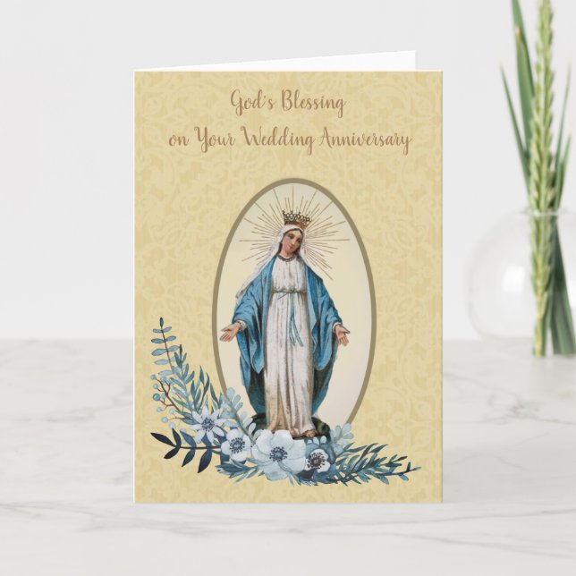 Religious Blessed Virgin Mary Wedding Anniversary Card (Front)
