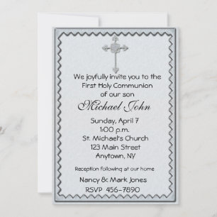 Religious Blue Cross Invitation