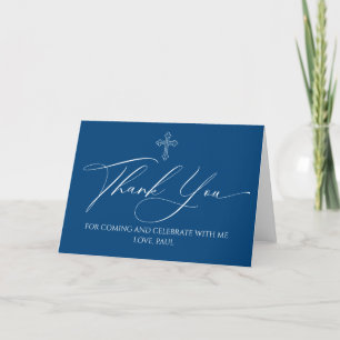 Religious blue thank you card