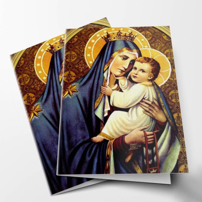 Religious Carmel Catholic Funeral Thank You Card (Our Lady of Mount Carmel Catholic Religious Bereavement Condolence Funeral Sympathy Thank You Cards)