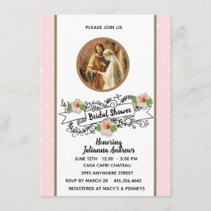 Religious Catholic Bridal Shower Mary Joseph Invitation