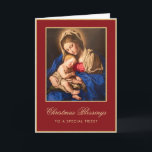 Religious Catholic Christmas Card for Priest<br><div class="desc">Give this religious Christmas greeting card to your local Catholic priest to say thank you for all of his service. It features a beautiful painting of the Virgin Mary and Baby Jesus (the Madonna and Child by artist Giovanni Battista Salvi da Sassoferrato) in a red and gold colour palette with...</div>