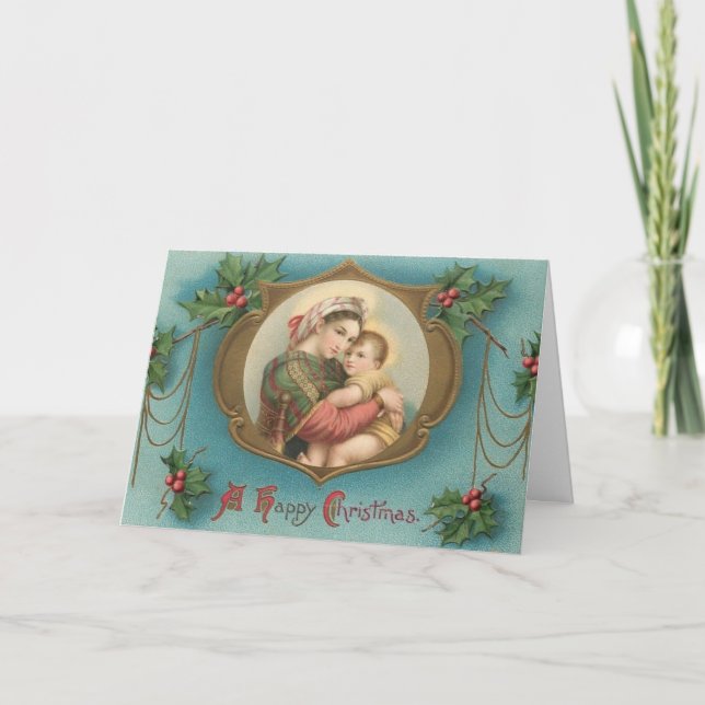 Religious Catholic Christmas Virgin Mary Jesus Holiday Card (Front)
