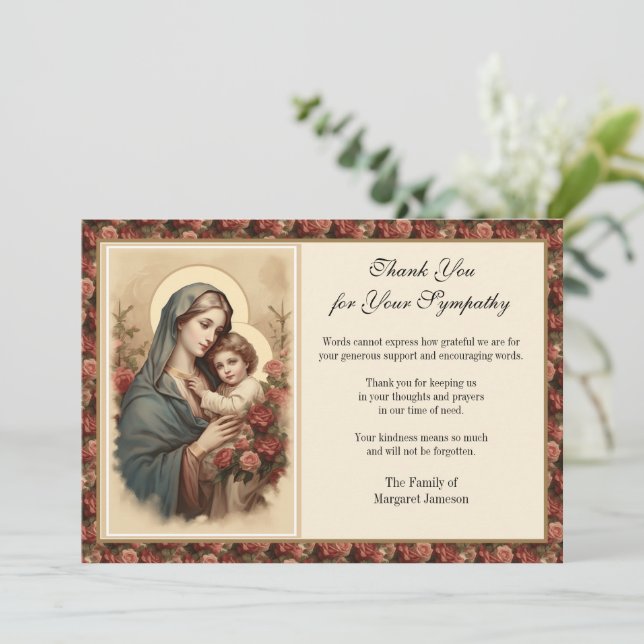 Religious Catholic Condolence Jesus Funeral Thank  Thank You Card (Standing Front)