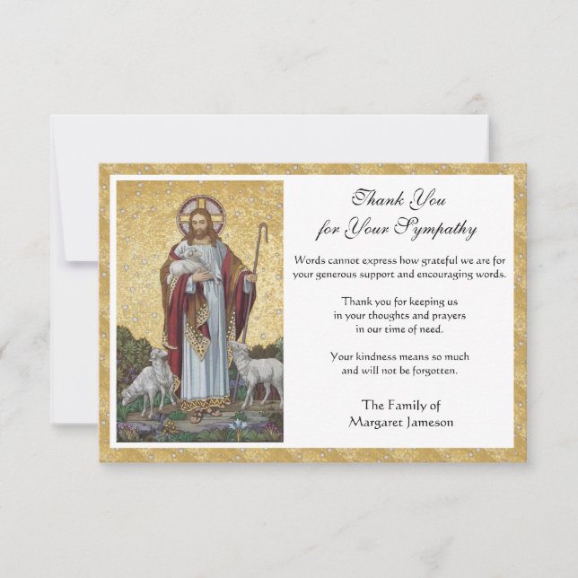 Religious Catholic Condolence Jesus Funeral Thank You Card (Front)