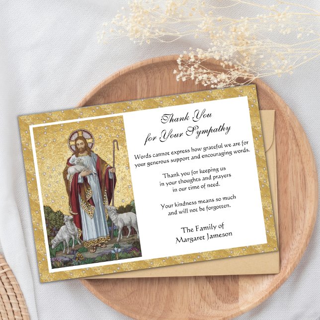 Religious Catholic Condolence Jesus Funeral Thank  You Card (Creator Uploaded)