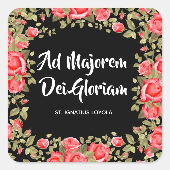 Religious Catholic Floral St. Ignatius Quote Square Sticker (Front)