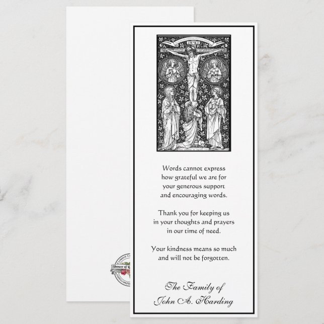 Religious Catholic Funeral Sympathy Thank You Card (Front/Back)
