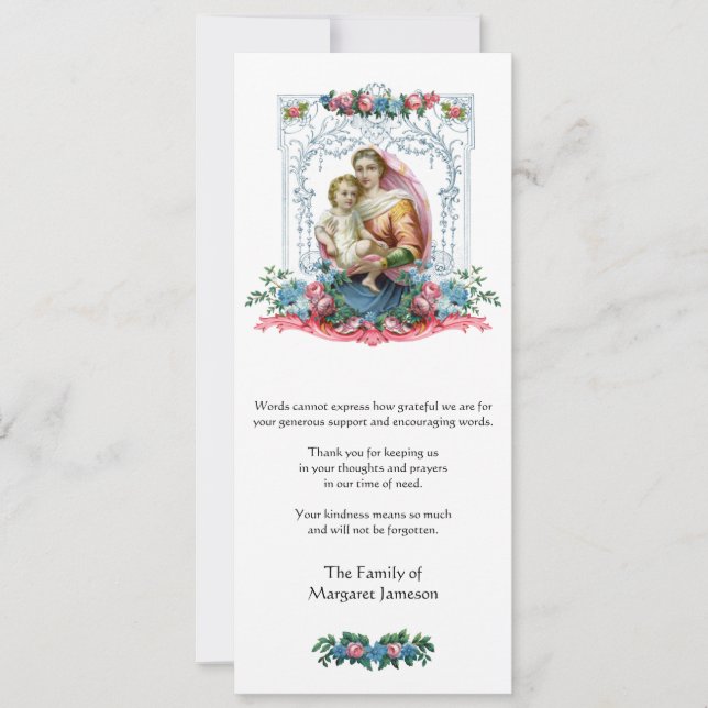 Religious Catholic Funeral Sympathy Thank You Card (Front)