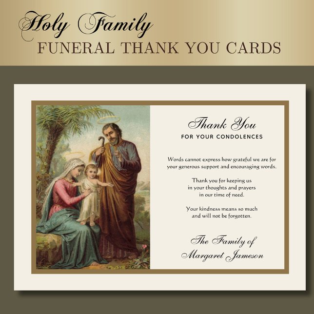 Religious Catholic Holy Family Jesus Condolence  Thank You Card (Creator Uploaded)