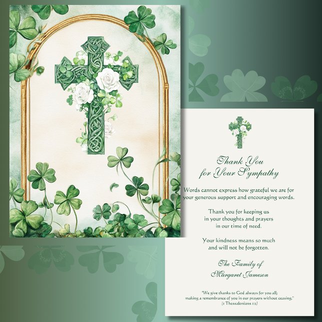 Religious Catholic Irish Celtic Cross Condolence  Thank You Card (Creator Uploaded)