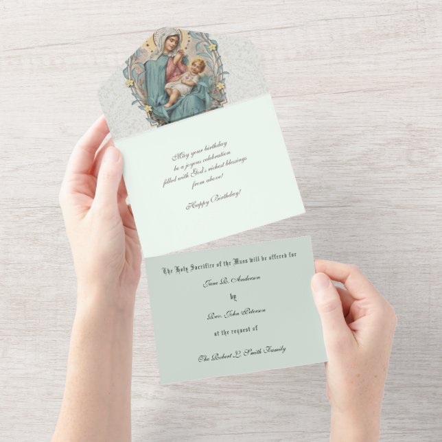 Religious Catholic Mass Offering Virgin Mary  All  All In One Invitation (Tearaway)