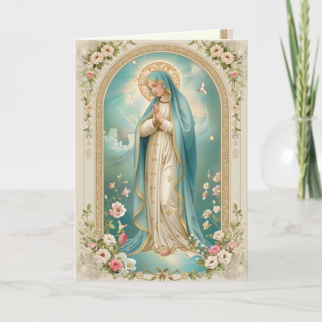 Religious Catholic Mother Mary Memorare Prayer Card (Front)