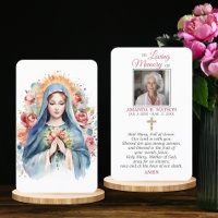 Religious Catholic Prayer Virgin Mary Cross Floral