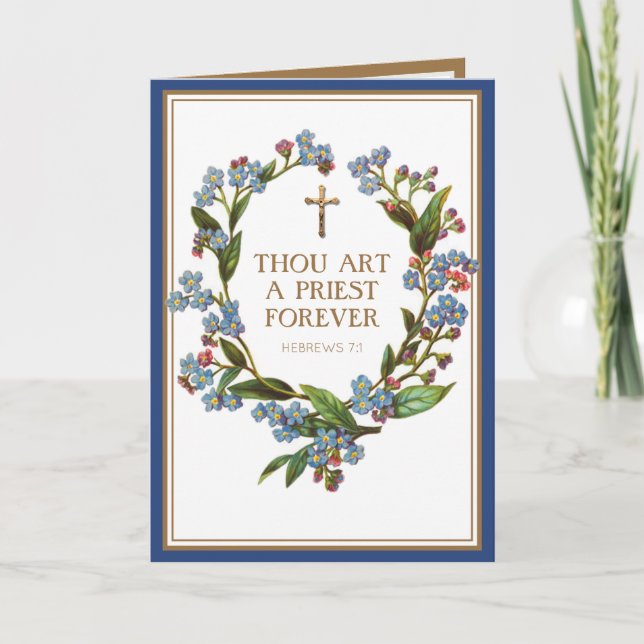 Religious Catholic Priest Ordination Anniversary  Card (Front)