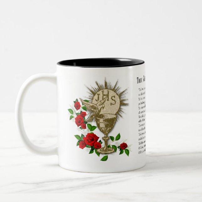 Religious Catholic Priest Red Roses Holy Spirit  Two-Tone Coffee Mug (Left)