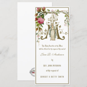 Religious Catholic Requiem Funeral Mass Offering Card