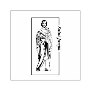 Religious Catholic Saint Joseph and Child Jesus Rubber Stamp