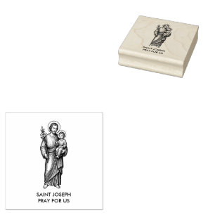 Religious Catholic Saint Joseph and Jesus  Rubber Stamp