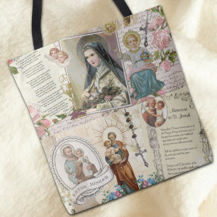 Religious Catholic St Joseph Therese Collage Tote Bag