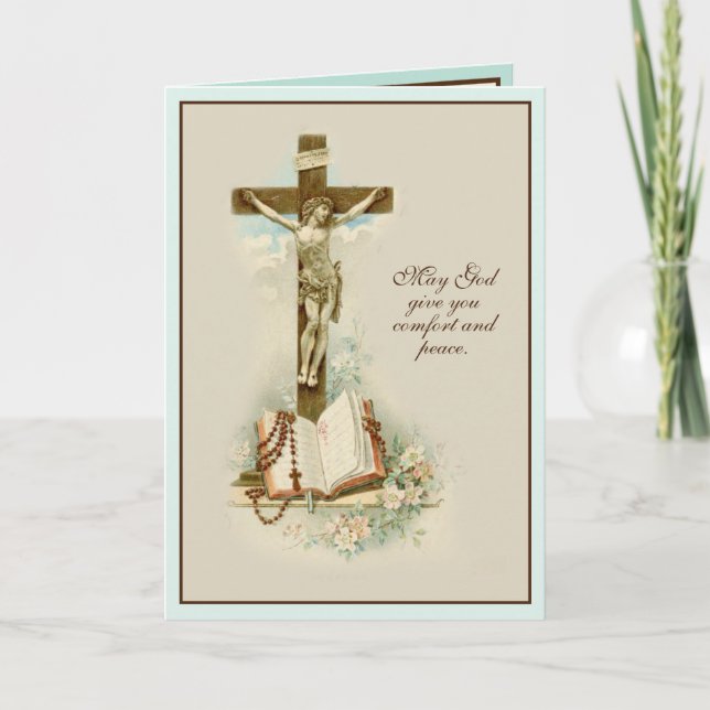 Religious Catholic Sympathy Condolence Crucifix  Card (Front)