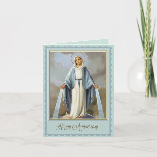 Religious Catholic Virgin Mary Anniversary Card (Front)