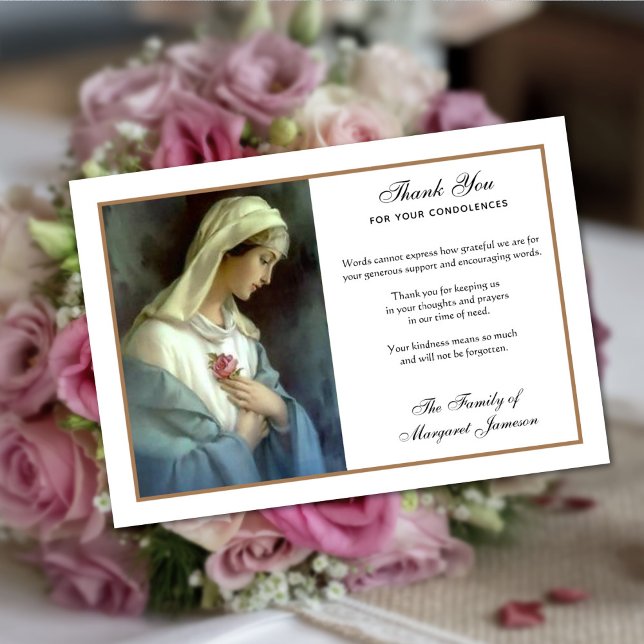 Religious Catholic Virgin Mary Condolence Thank Yo Thank You Card (Creator Uploaded)