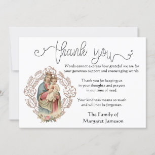 Religious Catholic Virgin Mary Condolence Thank You Card