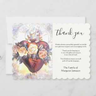 Religious Catholic Virgin Mary Heart Condolence  Thank You Card