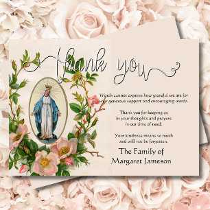Religious Catholic Virgin MaryThanks Condolence Thank You Card