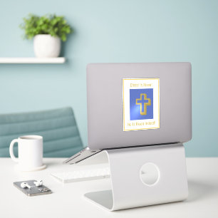 Religious Christ is Risen Gold Cross Blue Easter