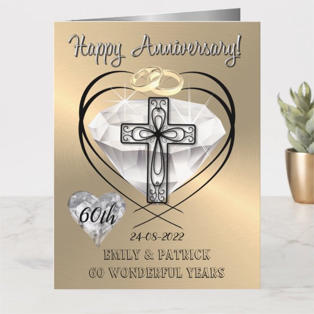 Religious Christian 60th Wedding Anniversary Card (Small Plant)