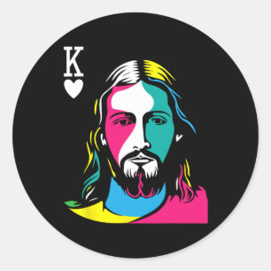 Religious Christian Believers Jesus Christ Is King Classic Round Sticker
