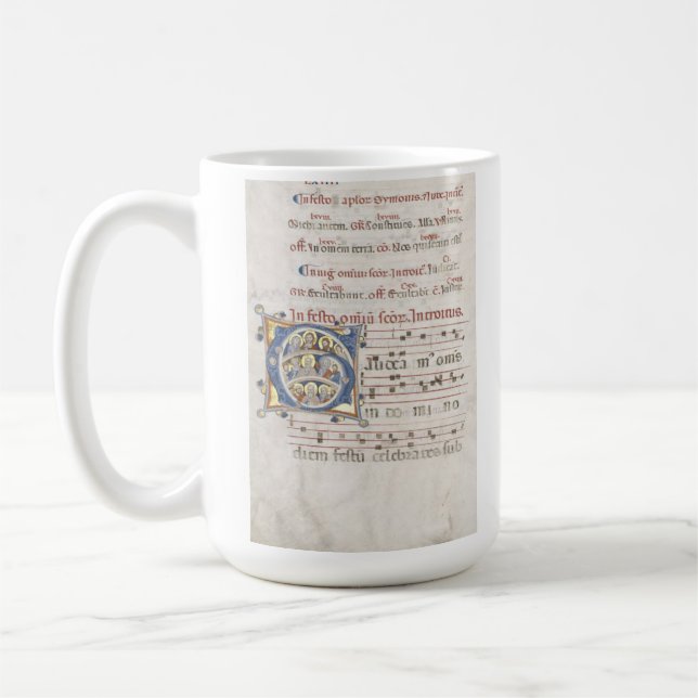 religious christian bible manuscript art coffee mug (Left)