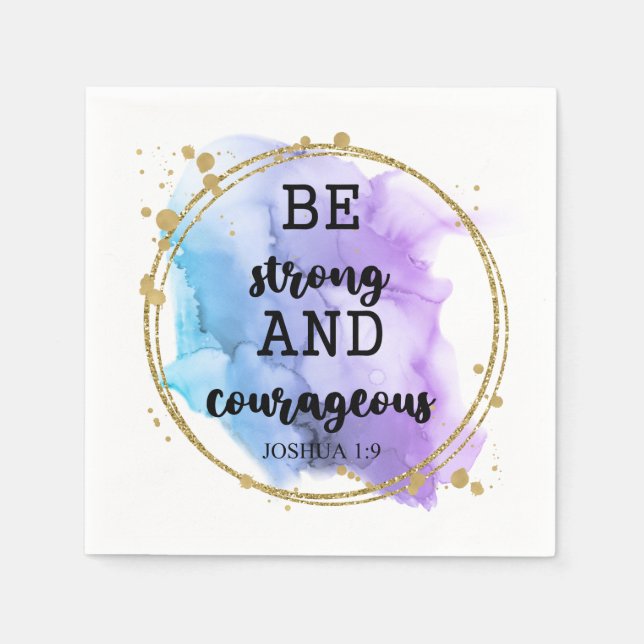Religious Christian Bible Quote modern purple Napkin (Front)