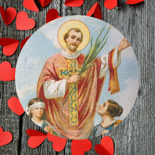 Religious Christian Catholic Saint Valentine's Day Classic Round Sticker