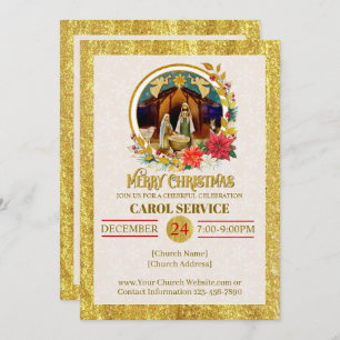 Religious Christian Church Christmas Carol Service Holiday Card
