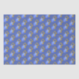 Religious Christian Golden Cross Lilac Blue Easter Tissue Paper