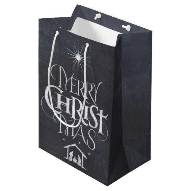 Religious Christian Merry Christmas Christ Jesus   Medium Gift Bag (Front Angled)