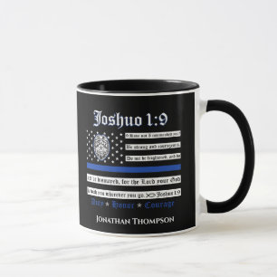Religious  Christian Police Mug Joshua 1:9